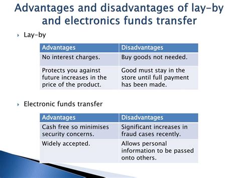 electronic transfer advantages and disadvantages